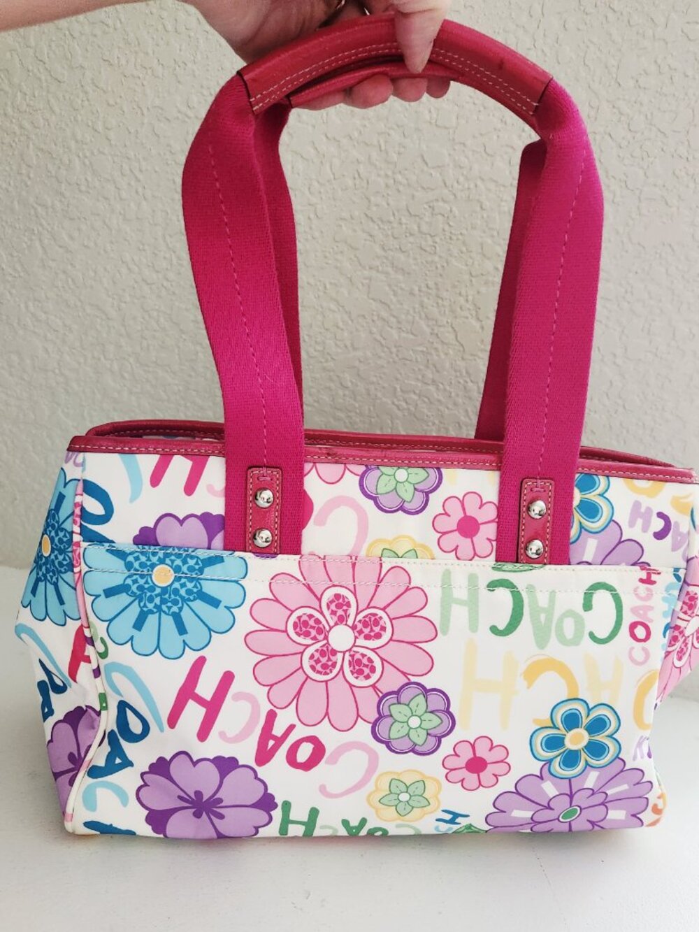 Vintage Coach Daisy Multi Color Floral Satchel Purse - Picture 2 of 15